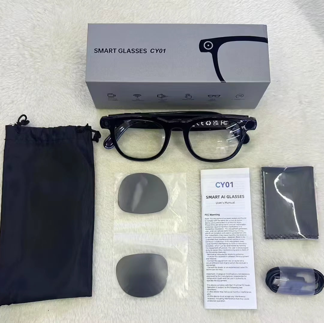 2 In1 4K Smart AI Glasses 800W Pixel AI Shooting Camera HD Photo Video Voice Call Translation Waterproof Bluetooth AI Glasses