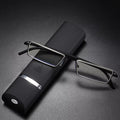 Metal Anti-Blue Light Reading Glasses Men Half Frame Prescription Eyeglasses Male Eyewear with Case +1.0 1.5 2.0 2.5 3.0 3.5 4.0